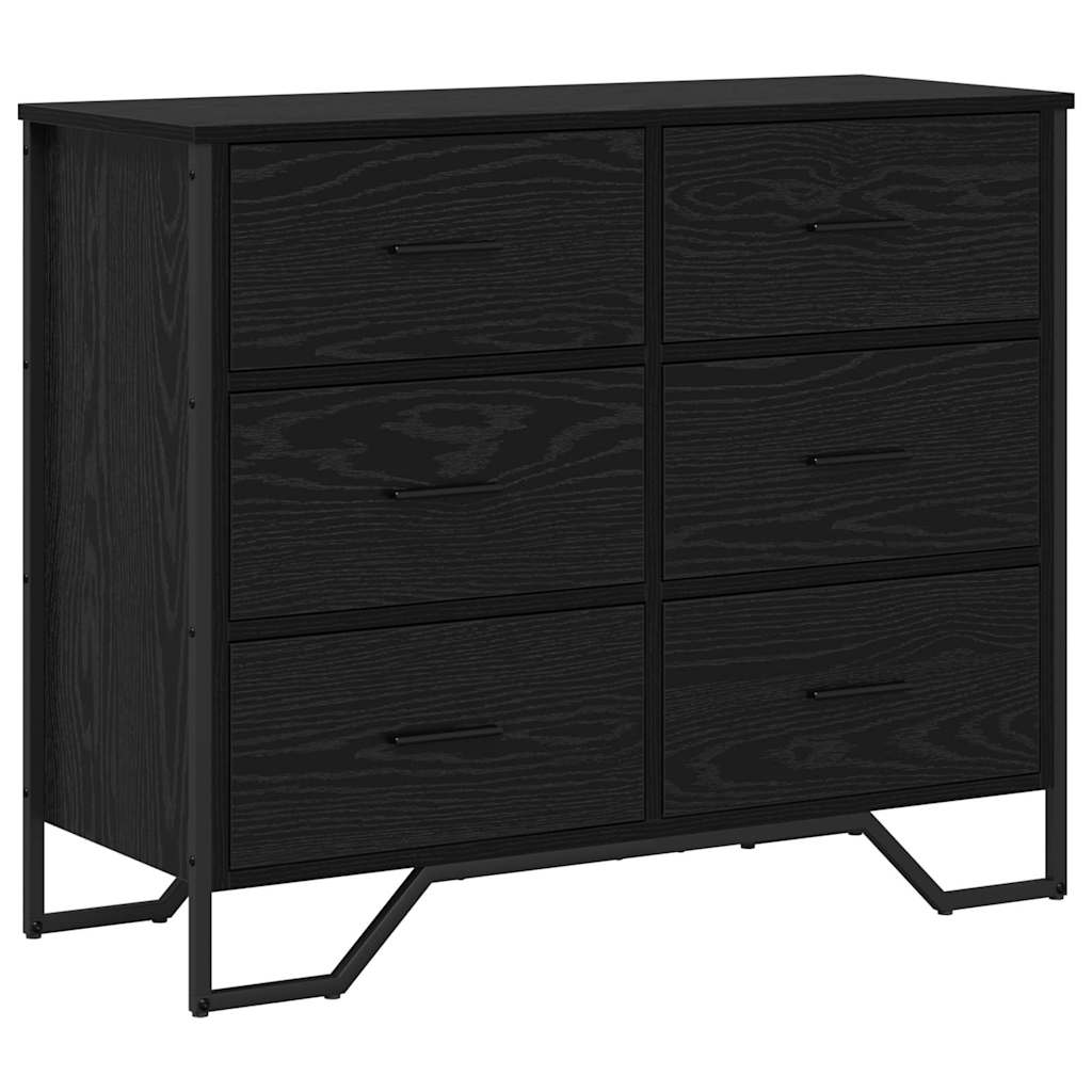 Chest of Drawers Black oak 91 x 35.5 x 74.5 cm Engineered wood